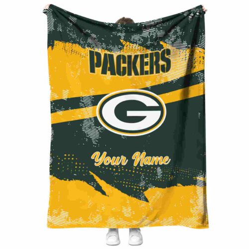 personalized green bay packers grunge streaks green blanket best selling