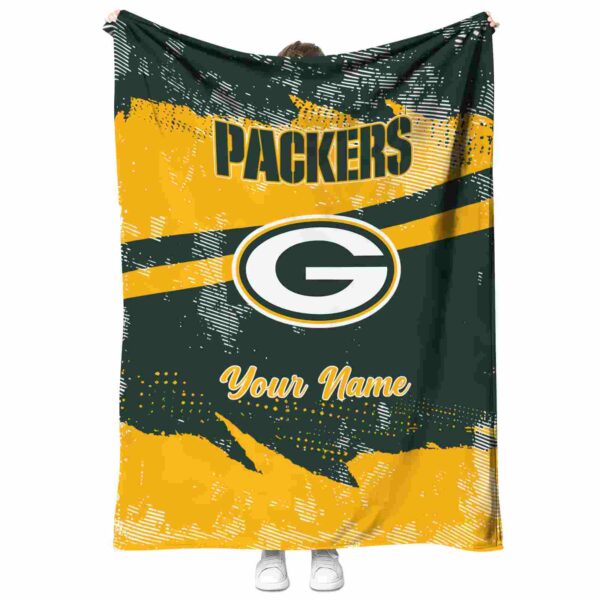 personalized green bay packers grunge streaks green blanket best selling