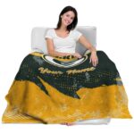 personalized green bay packers grunge streaks green blanket latest model