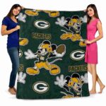 personalized green bay packers mickey green blanket best selling