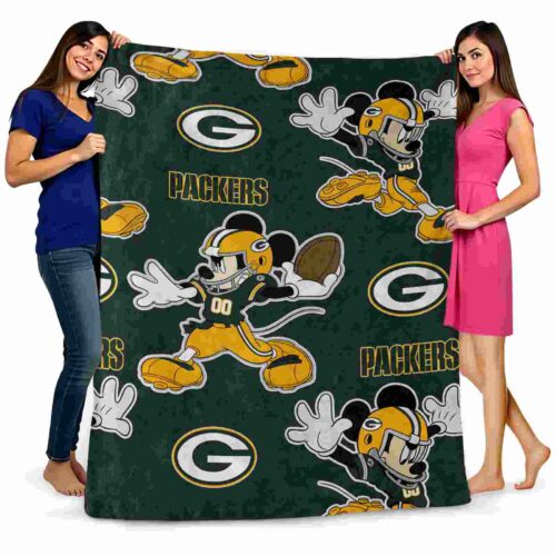 personalized green bay packers mickey green blanket fashion forward