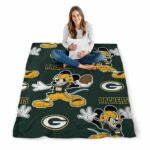 personalized green bay packers mickey green blanket best selling