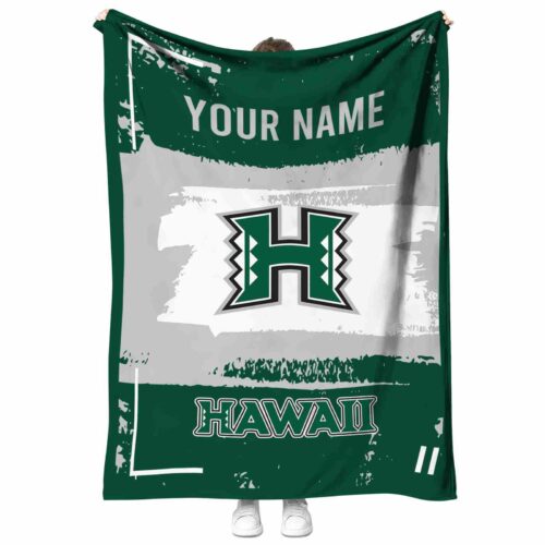 personalized hawaii rainbow warriors paint strokes green white blanket best selling