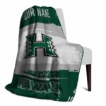 personalized hawaii rainbow warriors paint strokes green white blanket best selling