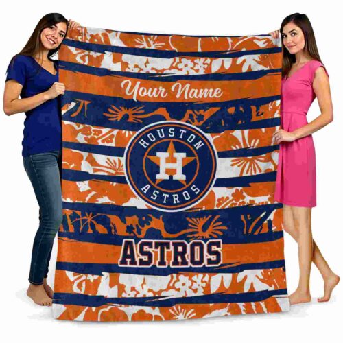 personalized houston astros floral stripes blue white blanket fashion forward