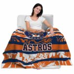 personalized houston astros floral stripes blue white blanket best selling