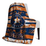 personalized houston astros floral stripes blue white blanket best selling