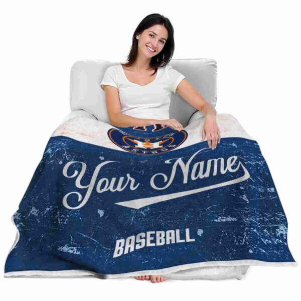 personalized houston astros grunge texture blue white blanket latest model