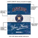 personalized houston astros grunge texture blue white blanket new arrival