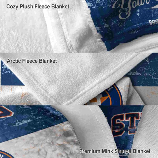 personalized houston astros grunge texture blue white blanket premium grade