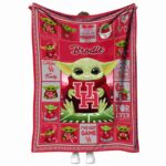 personalized houston cougars baby yoda red blanket best selling