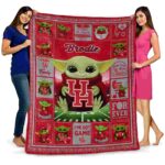 personalized houston cougars baby yoda red blanket fashion forward