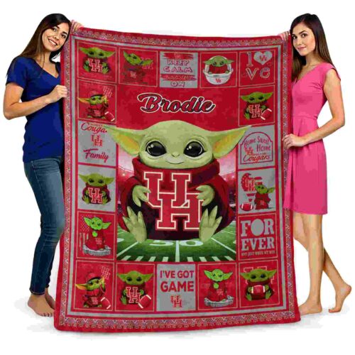 personalized houston cougars baby yoda red blanket fashion forward