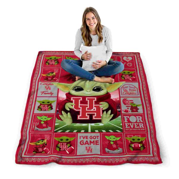 personalized houston cougars baby yoda red blanket high quality