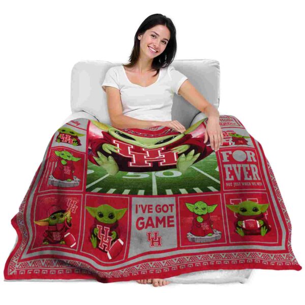 personalized houston cougars baby yoda red blanket latest model