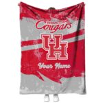 personalized houston cougars grunge streaks red blanket best selling