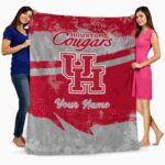 personalized houston cougars grunge streaks red blanket best selling