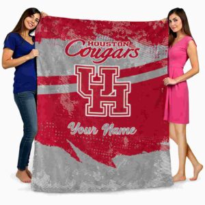 personalized houston cougars grunge streaks red blanket fashion forward