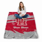 personalized houston cougars grunge streaks red blanket best selling