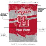 personalized houston cougars grunge streaks red blanket best selling