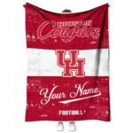 personalized houston cougars grunge texture red white blanket best selling