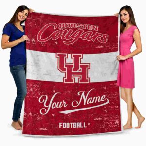 personalized houston cougars grunge texture red white blanket fashion forward
