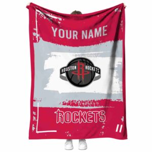 personalized houston rockets paint strokes red white blanket best selling