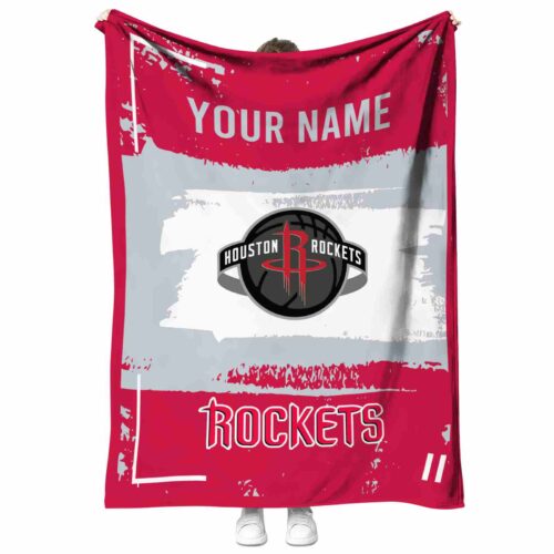 personalized houston rockets paint strokes red white blanket best selling