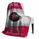 personalized houston rockets paint strokes red white blanket best selling