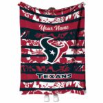 personalized houston texans floral stripes blue white blanket best selling