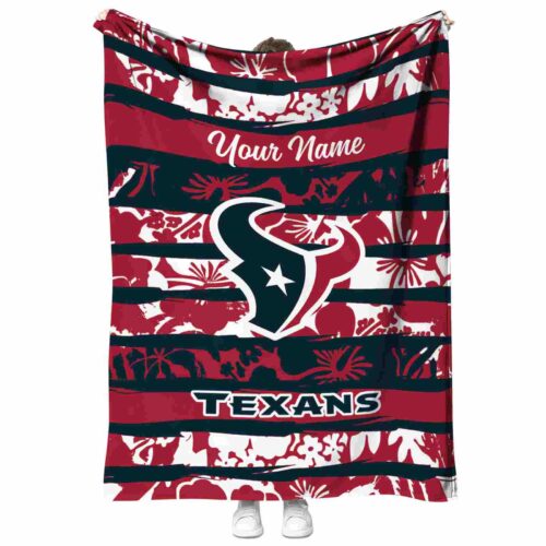 personalized houston texans floral stripes blue white blanket best selling