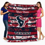 personalized houston texans floral stripes blue white blanket best selling