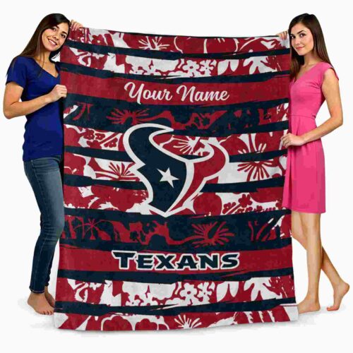 personalized houston texans floral stripes blue white blanket fashion forward