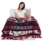 personalized houston texans floral stripes blue white blanket best selling