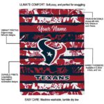 personalized houston texans floral stripes blue white blanket best selling