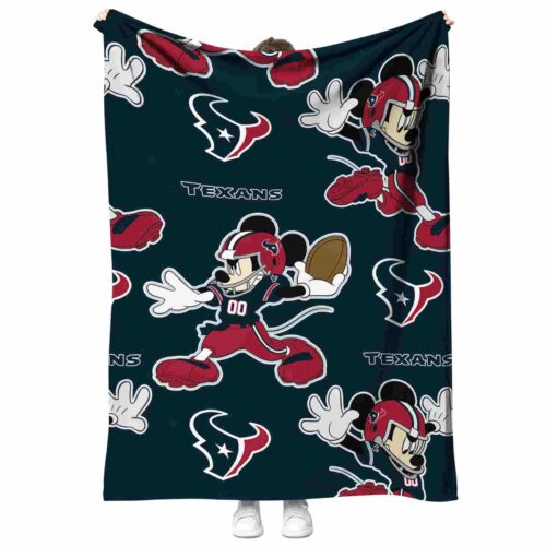 personalized houston texans mickey blue blanket best selling