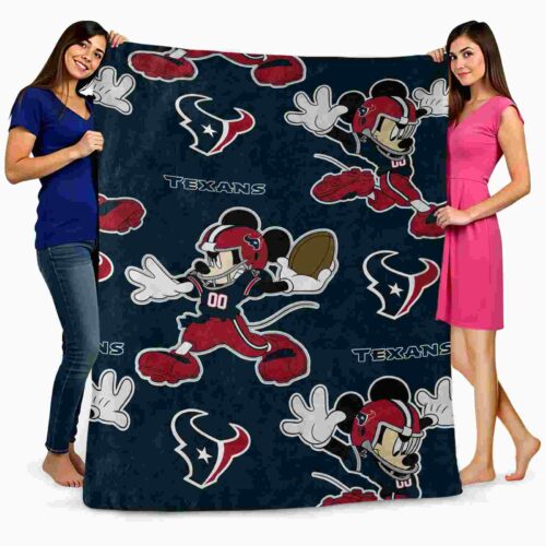 personalized houston texans mickey blue blanket fashion forward