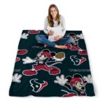 personalized houston texans mickey blue blanket high quality