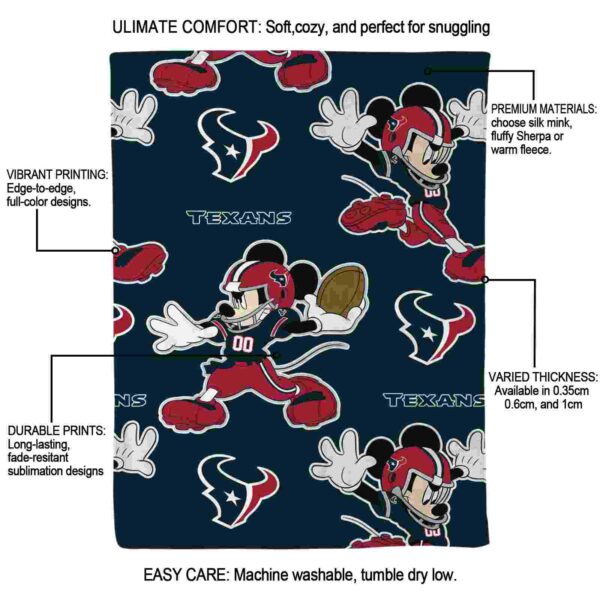 personalized houston texans mickey blue blanket new arrival