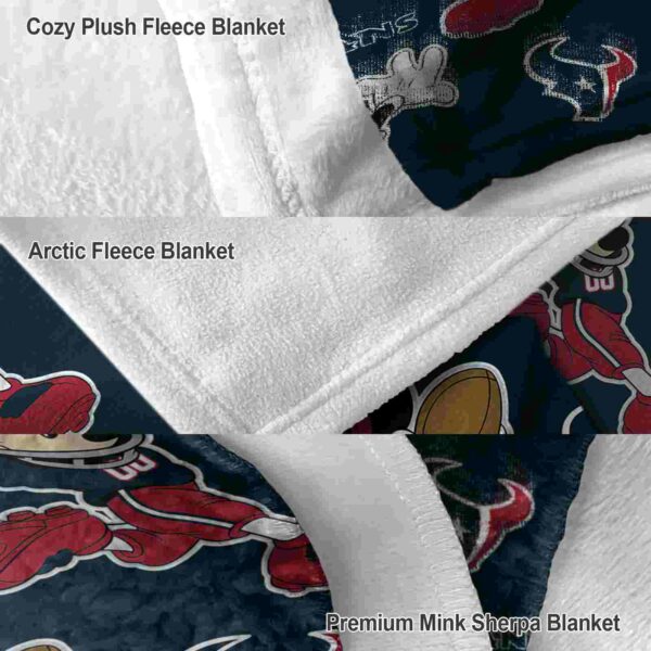 personalized houston texans mickey blue blanket premium grade