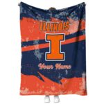 personalized illinois fighting illini grunge streaks blue blanket best selling