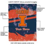 personalized illinois fighting illini grunge streaks blue blanket best selling