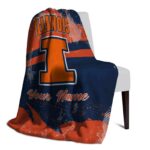 personalized illinois fighting illini grunge streaks blue blanket best selling