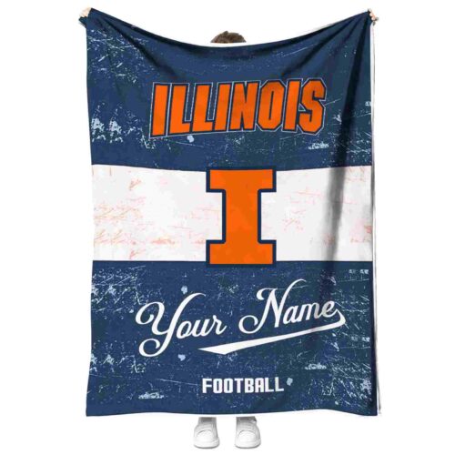personalized illinois fighting illini grunge texture blue white blanket best selling