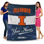 personalized illinois fighting illini grunge texture blue white blanket best selling