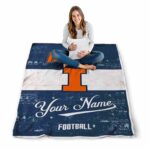 personalized illinois fighting illini grunge texture blue white blanket best selling