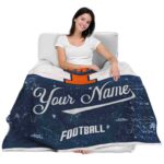 personalized illinois fighting illini grunge texture blue white blanket best selling
