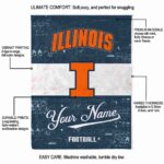 personalized illinois fighting illini grunge texture blue white blanket best selling