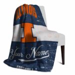 personalized illinois fighting illini grunge texture blue white blanket best selling