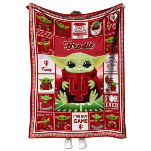 personalized indiana hoosiers baby yoda red blanket best selling